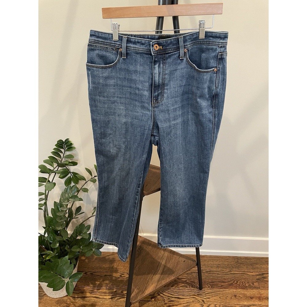 Talbots Women's Stovepipe  Dark Wash Crop Wide Leg 5-Pocket Jeans Size 12P EUC